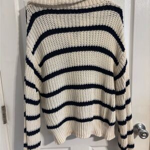 American Eagle Outfitters Navy and Cream Striped Sweater